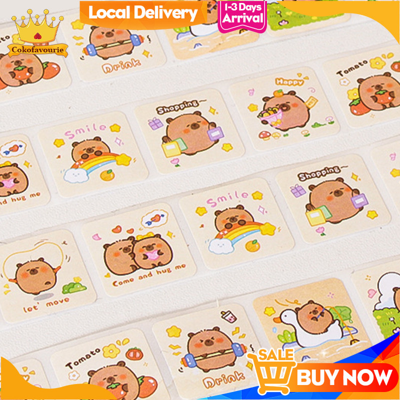 

✨COD Stiker Segel Kapibara Lucu Stiker Label Kartun Stiker Gulung Dekoratif -COK