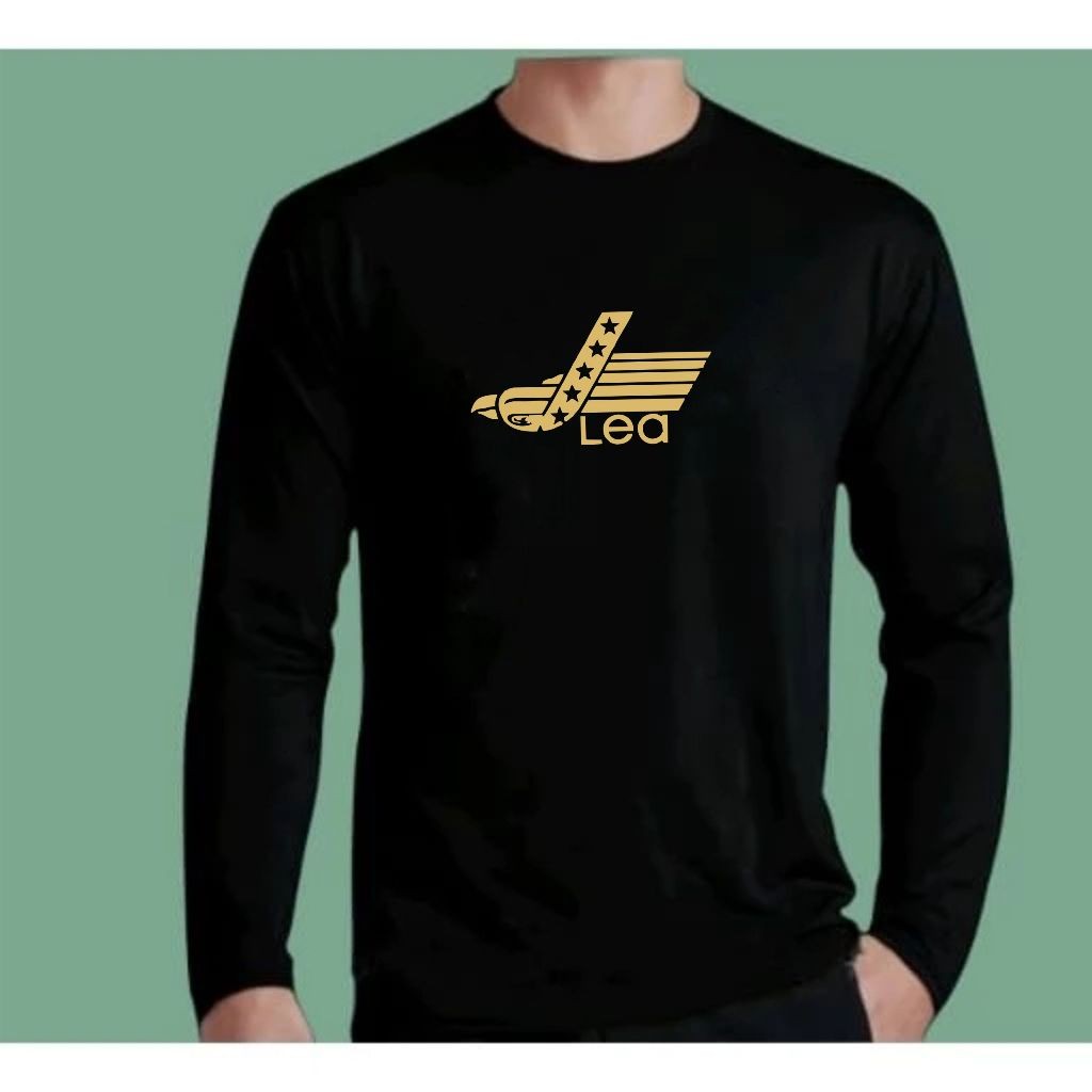 Baju Kaos Pria Lengan Panjang / Baju Kaos LEA Text Gold / Kaos T-Shirt Distro Premium Quality