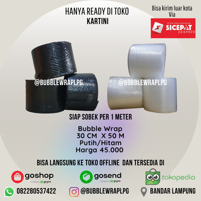 

Bubble Wrap Lampung 30cm x 50M Siap Sobek per 1 Meter - Putih