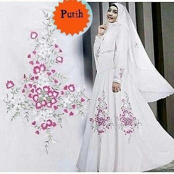 gamis jersey syari narcissius putih dress pesta xl mewah hijab narc AT