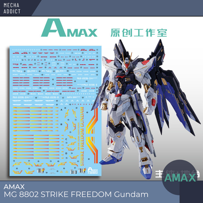 Water Slide Decal MG Daban 8802 Strike Freedom + Gold Base by AMAX