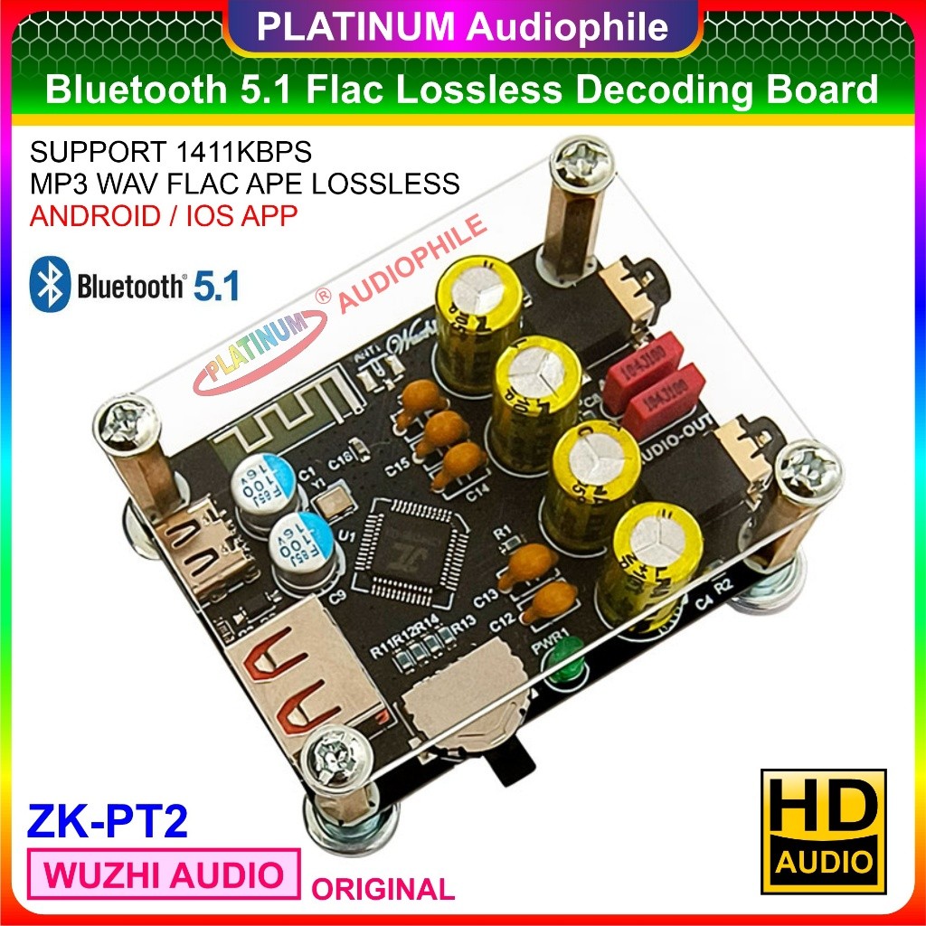 Bluetooth Audio Decoding BT 5.1 Lossless Flac MP3 Audio Receiver Decoder ZK-PT2
