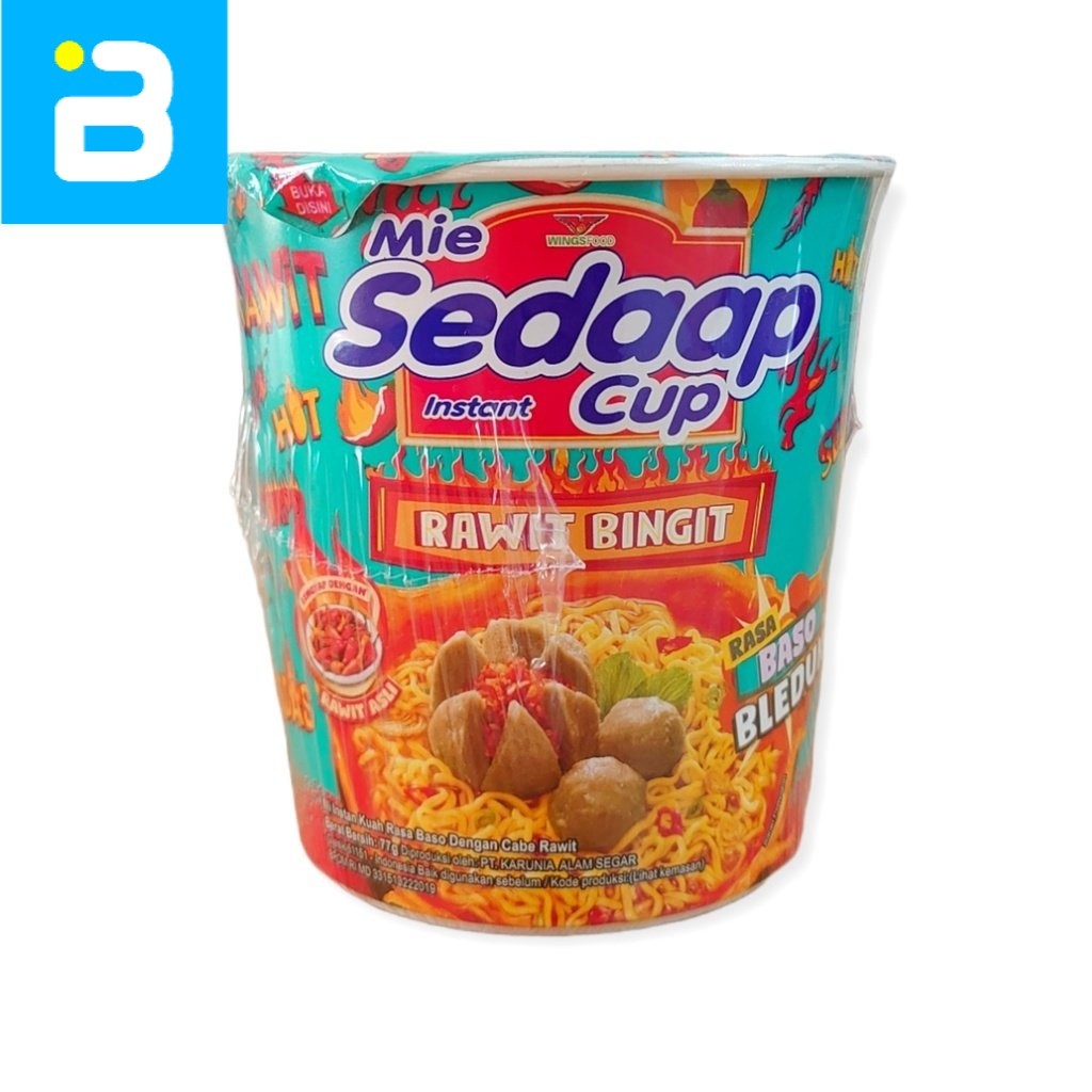 

Mie Sedaap Cup Rawit Bingit Baso Bleduk 77 G
