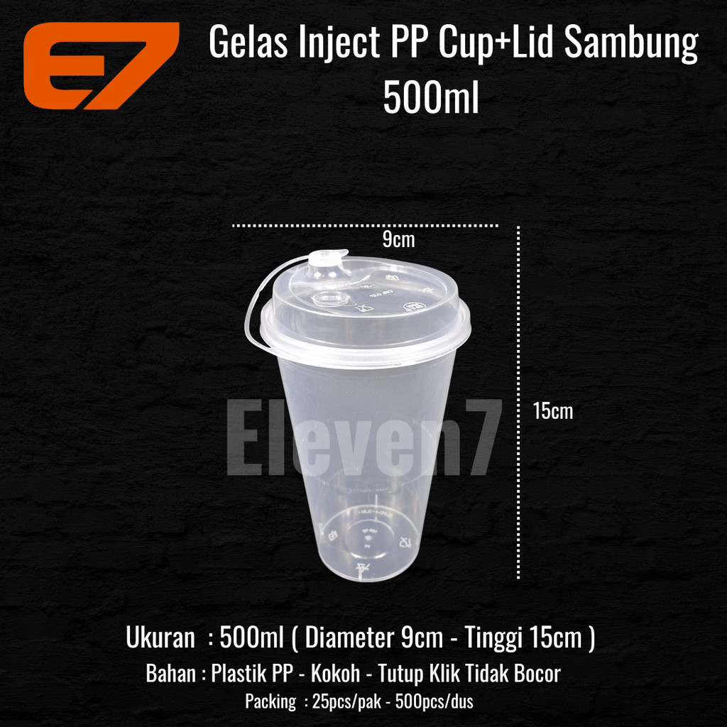 PP Cup Injection 500ml + Lid - Gelas Plastik