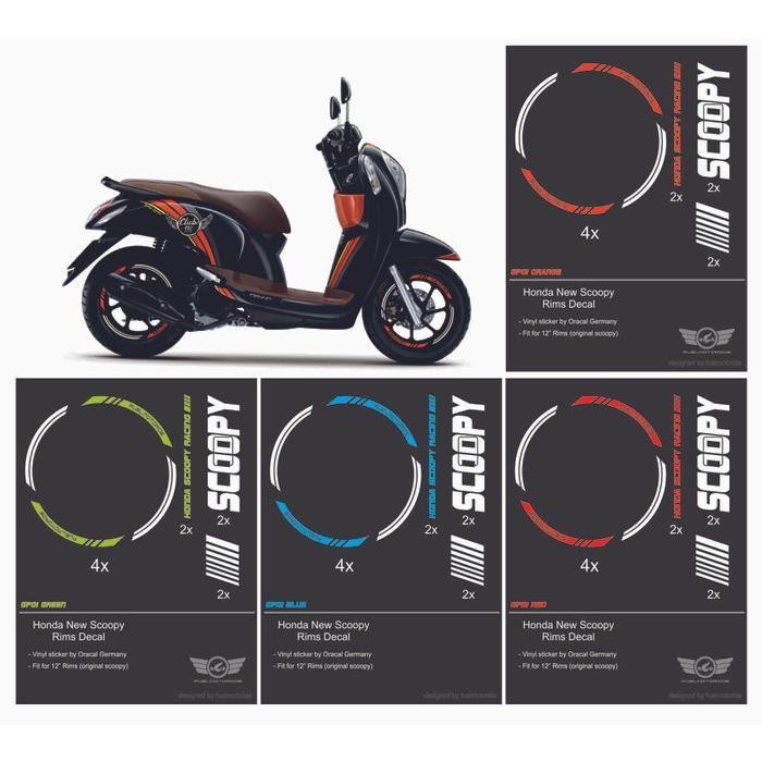 Set Sticker Velg Honda New Scoopy 12inch Rim Stripes Racing