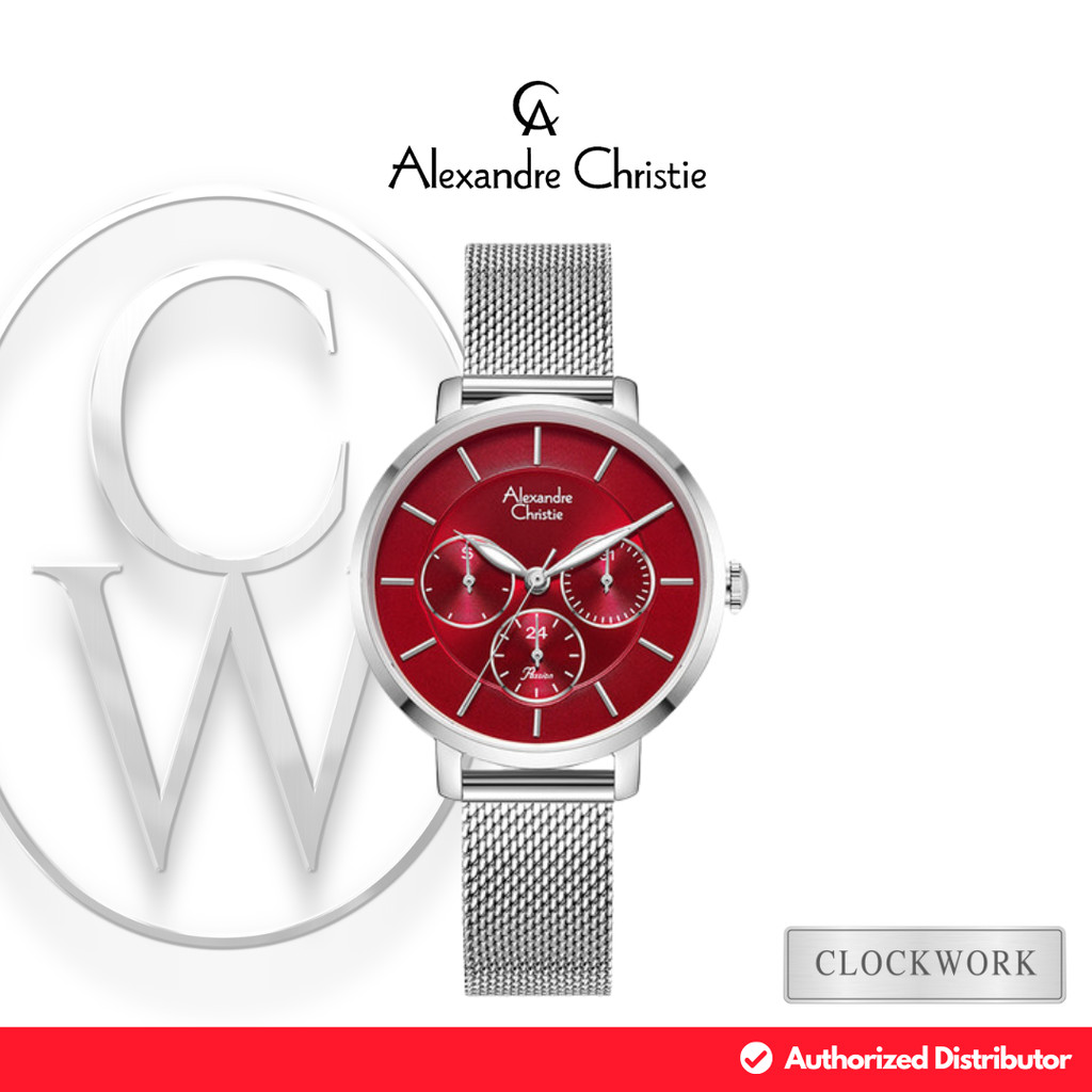 Jam Tangan Wanita Alexandre Christie Multifungsi AC 2870 BFBSSRE Rantai Pasir / Mesh Strap Casual Mi