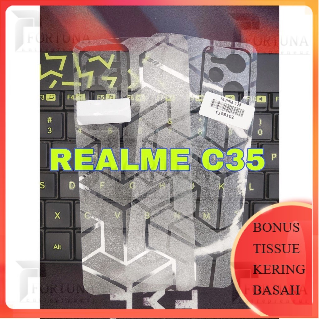 [ FORTUNA ] Skin Carbon Realme C35 Back Skin OPTIMUS Carbon Garskin Pelindung Belakang Handphone