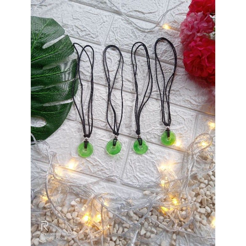 KALUNG LIONTIN KOIN BATU GIOK HIJAU NATURAL PLUS KALUNG || KALUNG GIOK // KALUNG GIOK HIJAU