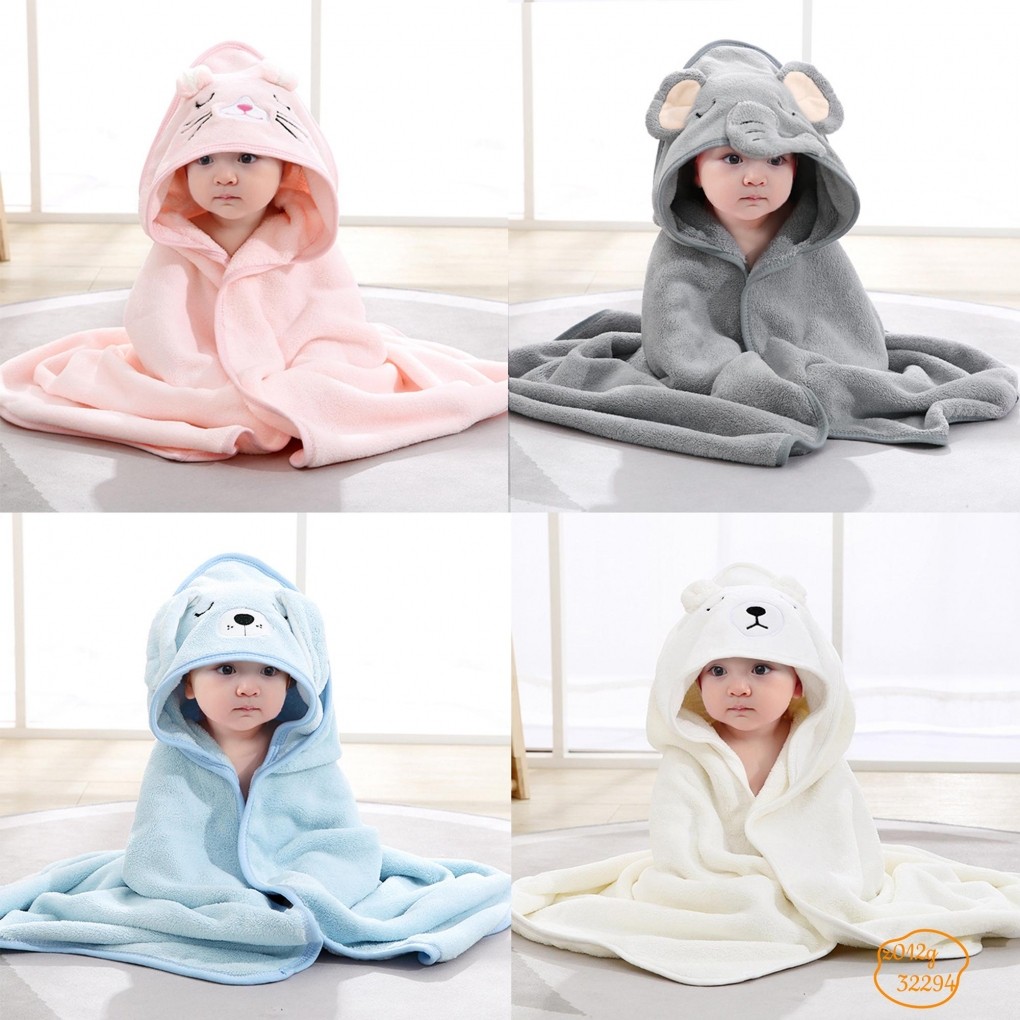 Handuk Mandi Bayi Handuk Bertudung Penyerap Hewan Lucu dengan Selimut Jubah Mandi Lembut Telinga unt