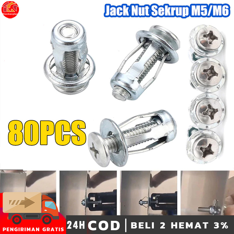 80PCS PROMO Rivet Plat Metal Mur Baut Drat Sekrup Fisher M4 M5 M6 Skrup/Jack Nut - Rivet Plat Metal 
