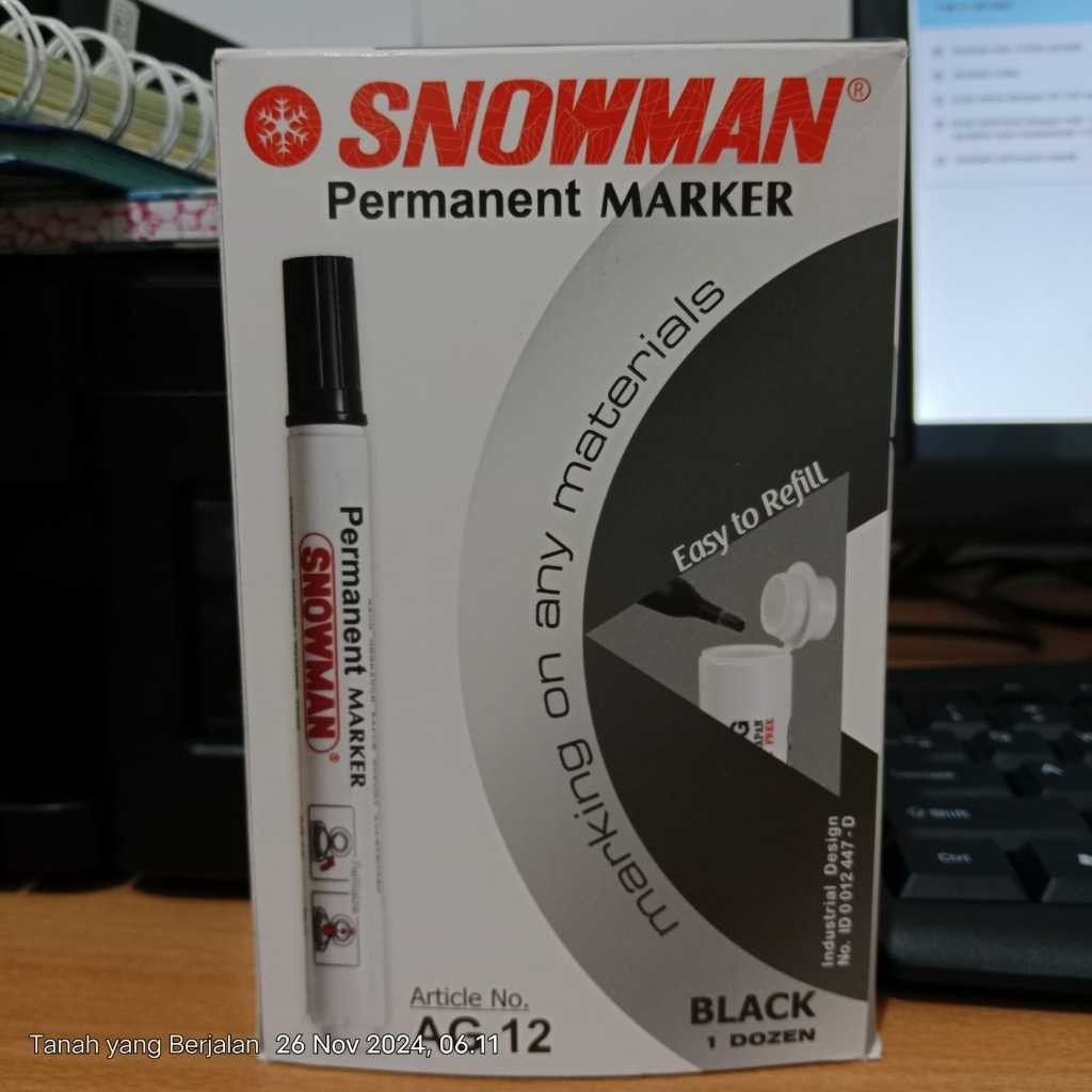 

HARGA GROSIR SNOWMAN SPIDOL HITAM PERMANENT HITAM AG-12 PEMANEN