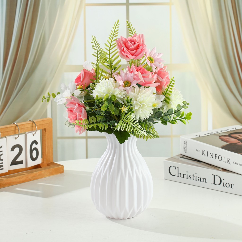 Set Vas Bunga Plastic Aesthetic Bunga Hias Plastik Bunga Hias Plastik bunga hiasan ruang tamu