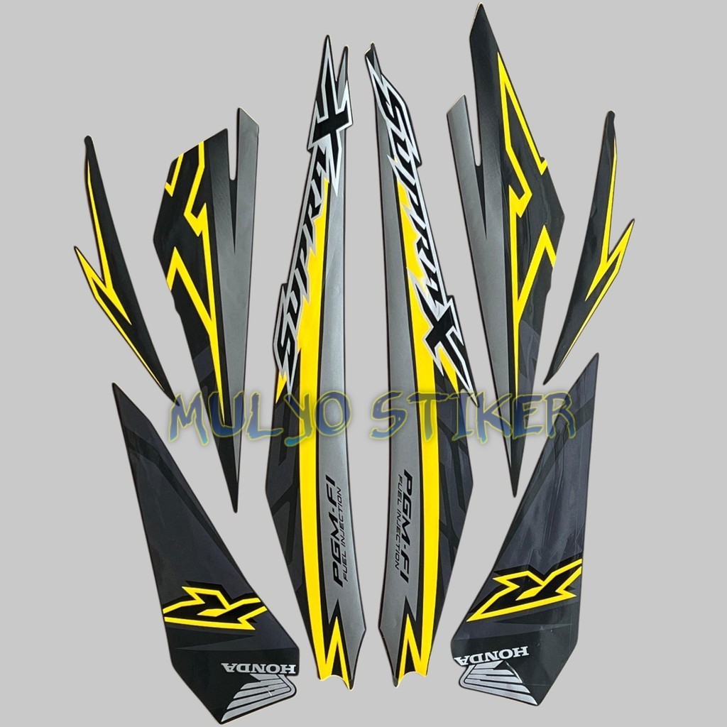 STRIPING STICKER Honda Supra x 125 fi 2018 hitam kuning standart Fullset