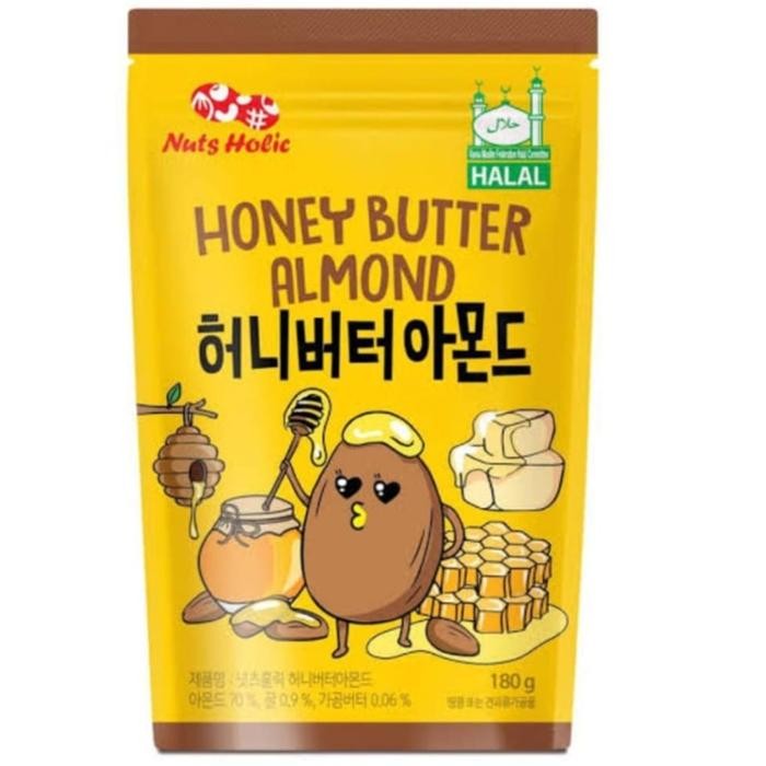 

NUTS HOLIC Korean Almond HALAL 180g Honey Butter Strawberry Banana Wasabi Kimchi Hot Spicy Chicken - Honey Butter