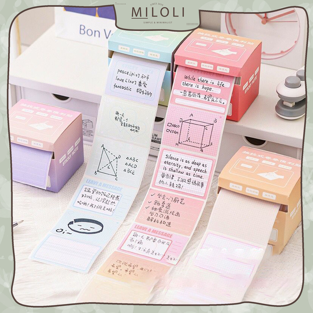 

[MILOLI] 256sheets/ 1Box PULL-OUT STICKY NOTES Gradient Color Note Roll Memo Diary Lucu Paper Notepad - C0075