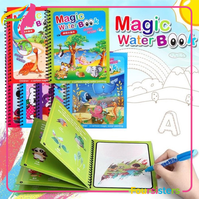 [FS GROSIR] Mainan Edukasi  Magic Water Book Buku Mewarnai Mainan Air Bersih Rumah Kado Bayi Doodle