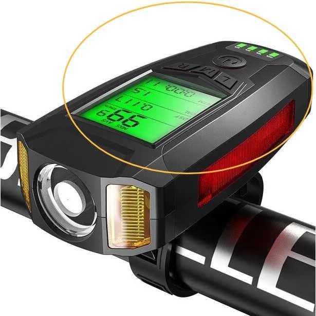 JUM 4 in 1 Lampu Sepeda + Klakson + Speedometer Rechargeable Waterproof - 4 in1 Recharge