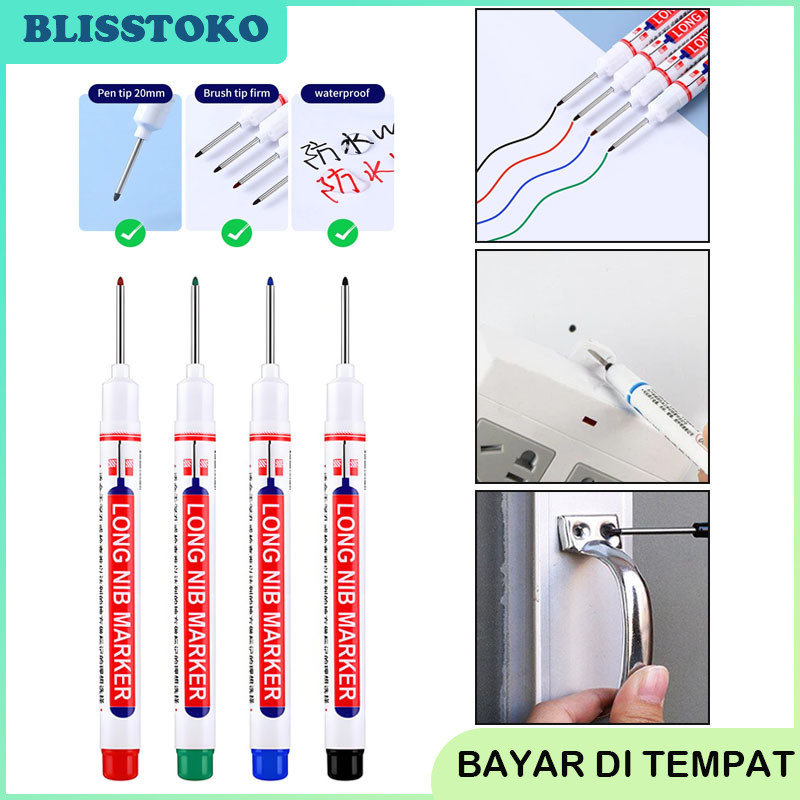 

Long Nib Head Marker Waterproof/Pulpen Tulisan Spidol Pertukangan Nib Marker Serbaguna