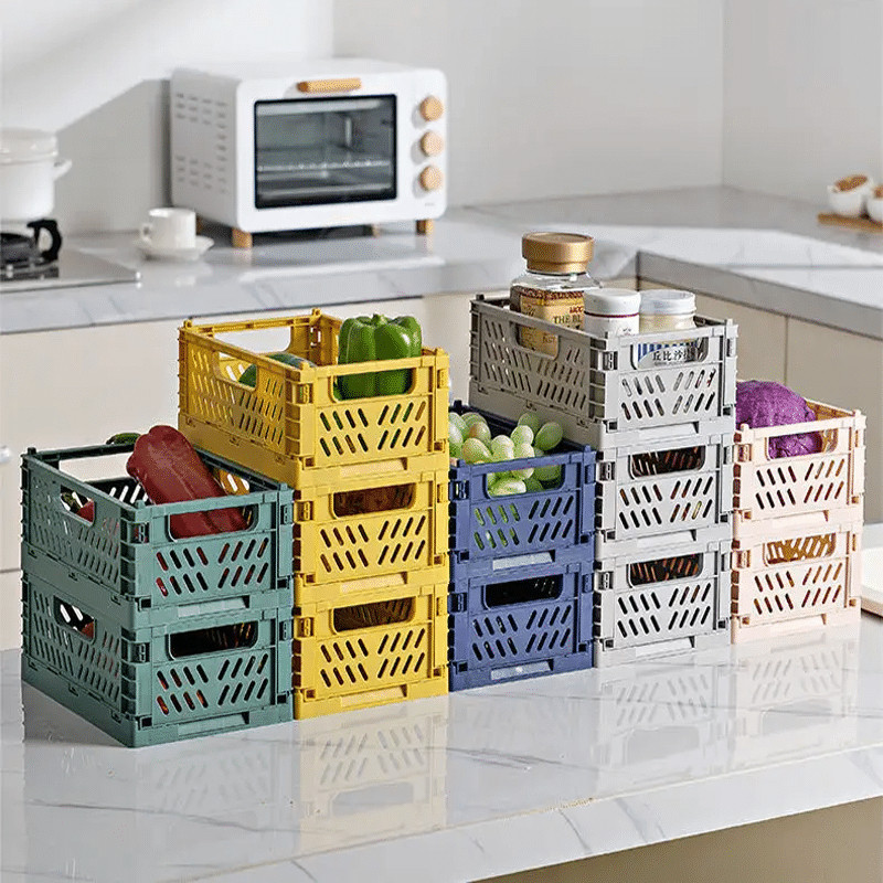 Diskont Keranjang Lipat Mini Storage Mini / Rak Keranjang Lipat Kotak Lipat Penyimpanan Plastik