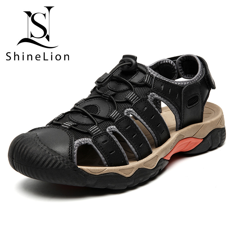 ShineLion KP-2119 Sandal Kulit Asli Pria  Kekinian Terbaru 2026 Trendy Terbaru Original Sepatu Sanda
