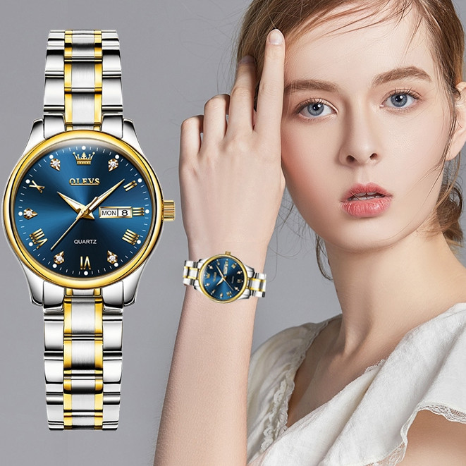 OLEVS Jam Tangan Wanita Korea Kecil Anti Air Original Cewek Kalender Luminous Women Watch 5563