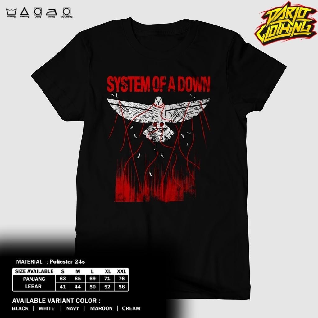Kaos DarjoClothing - KAOS BAND - KAOS SYSTEM OF A DOWN - SYSTEM OF A DOWN RED - BAJU MUSIK ROCK