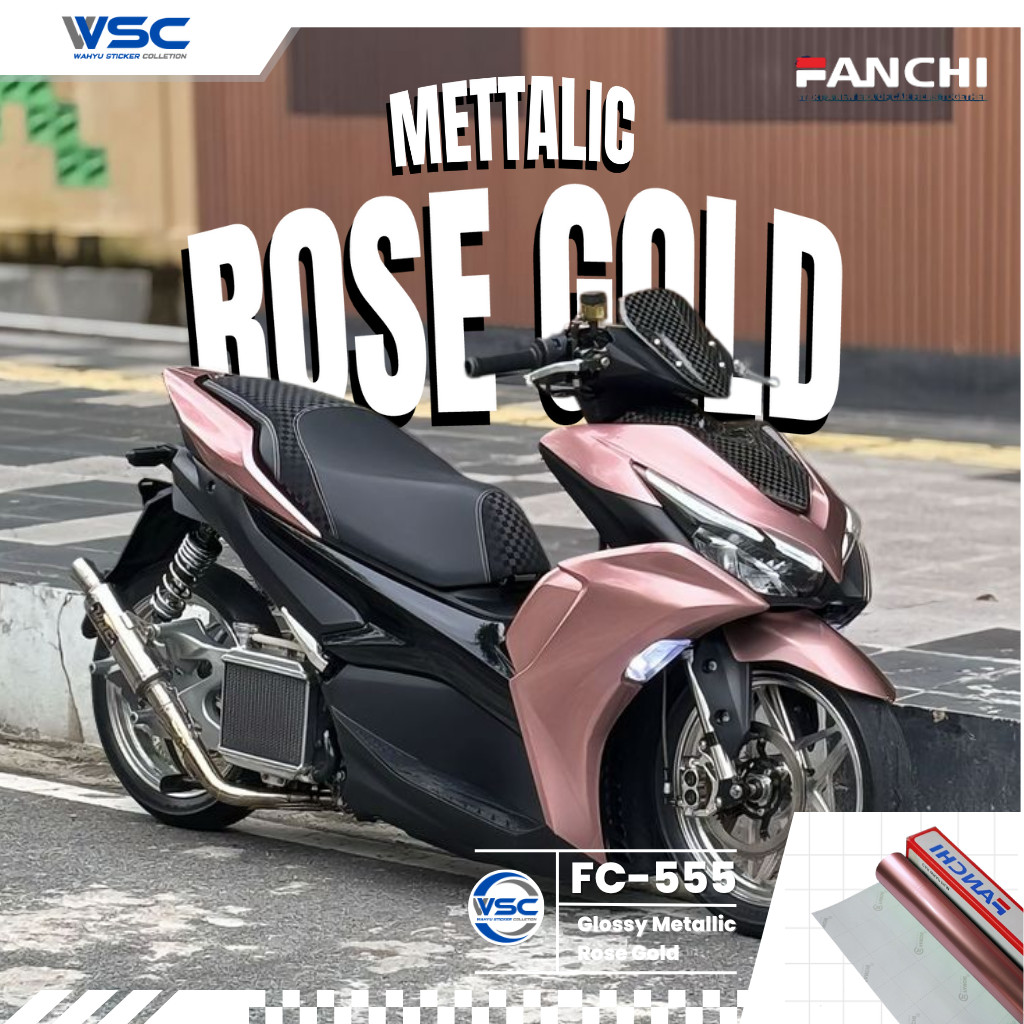 Stiker Skotlet Rose Gold Metalik Candy Metallic Glossy Fanchi Premium Wrapping Motor Mobil 50 CM & 1
