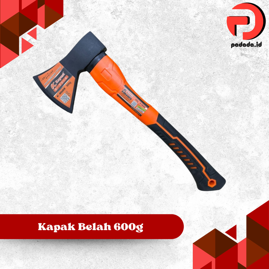 Kapusi Kampak Premium 600g 40cm Kapak Belah Gagang Fiber K-9509