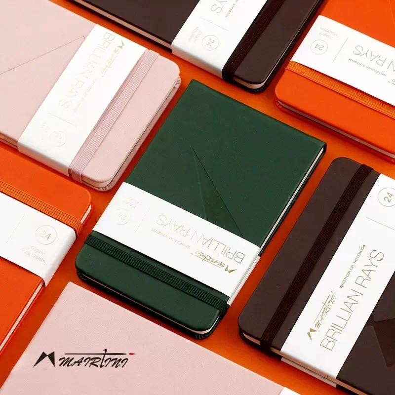 

Portable Travel Watercolor Notebook Pure Cotton A5 PU Cover Handmade Journaling Book Light Weight for Business And Education