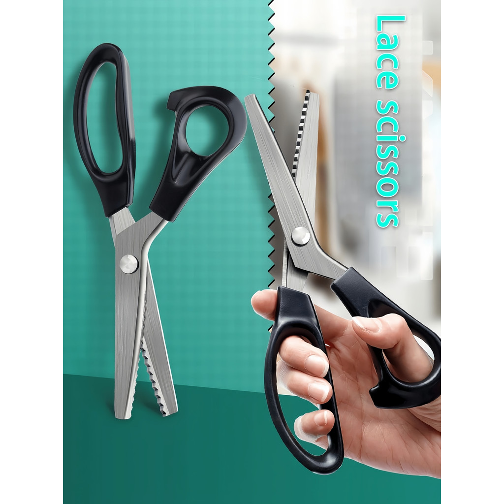 

1 Piece, Scissors, Black Stainless Steel Triangular Tooth Lace Fabric Crafts Zipper Cutting Tailor Scissors Sewing Scissors