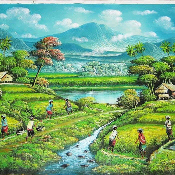 Lukisan Pemandangan Terasering Ubud Bali Kualitas Premium