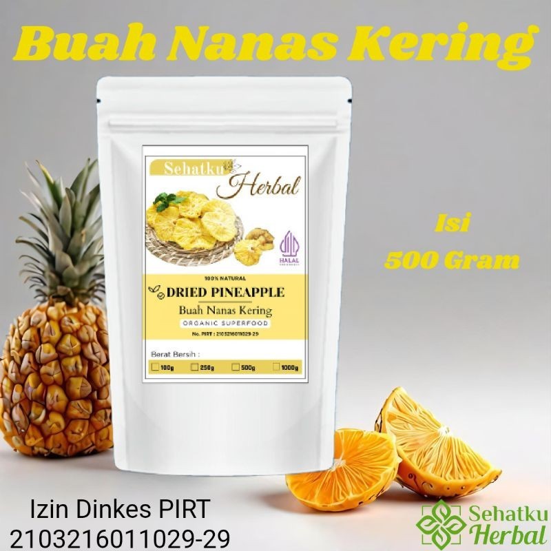

SEHATKUHERBAL Dried Pineapple : Buah Nanas Kering isi 500 Gram