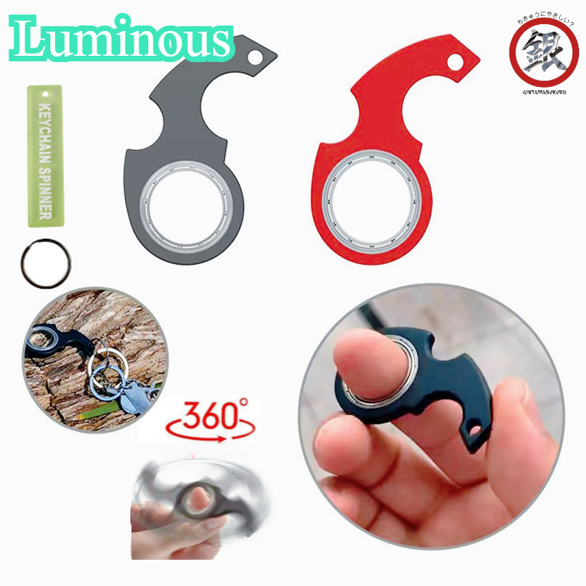 (Fidget Spinner+Luminous)Keyrambit Keychain Fidget Spinner Mainan Gantungan Kunci Karambit/Spinning 
