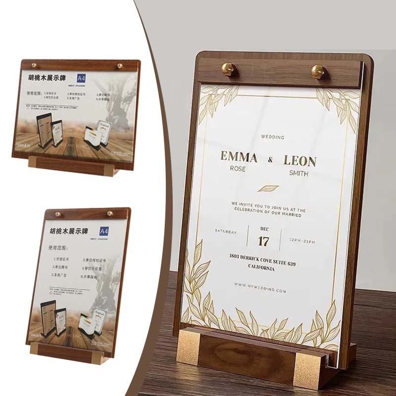 

Stand Menu Kayu A4 Wood Sign Holder Display Menu Standing Menu Holder Kayu