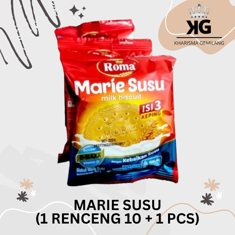 

KG - ROMA MARIE SUSU SACHET/ RENCENG (10 + 1 PCS) Biskuit Roma Manis Enak Anak Dewasa Original Biscuit Murah