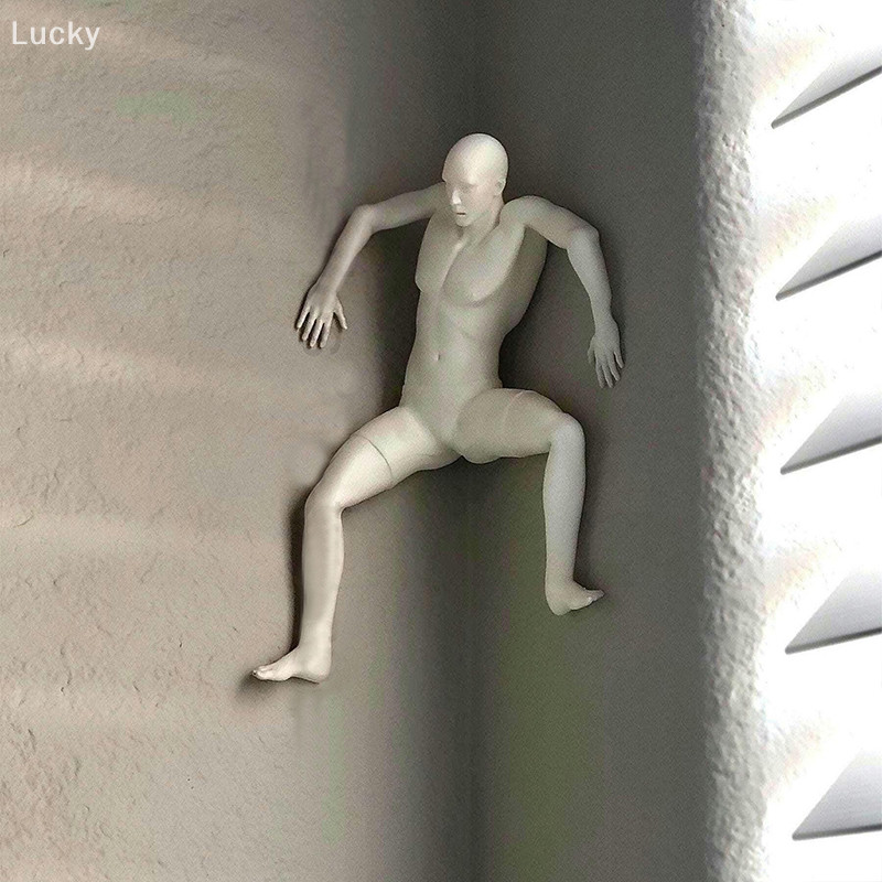 

Frightened" Figurine Corner Wall Decor 3D Adhesive Climbing Man Statue Sculpture Home Office Wall Ornament Climbing Enthusiasts