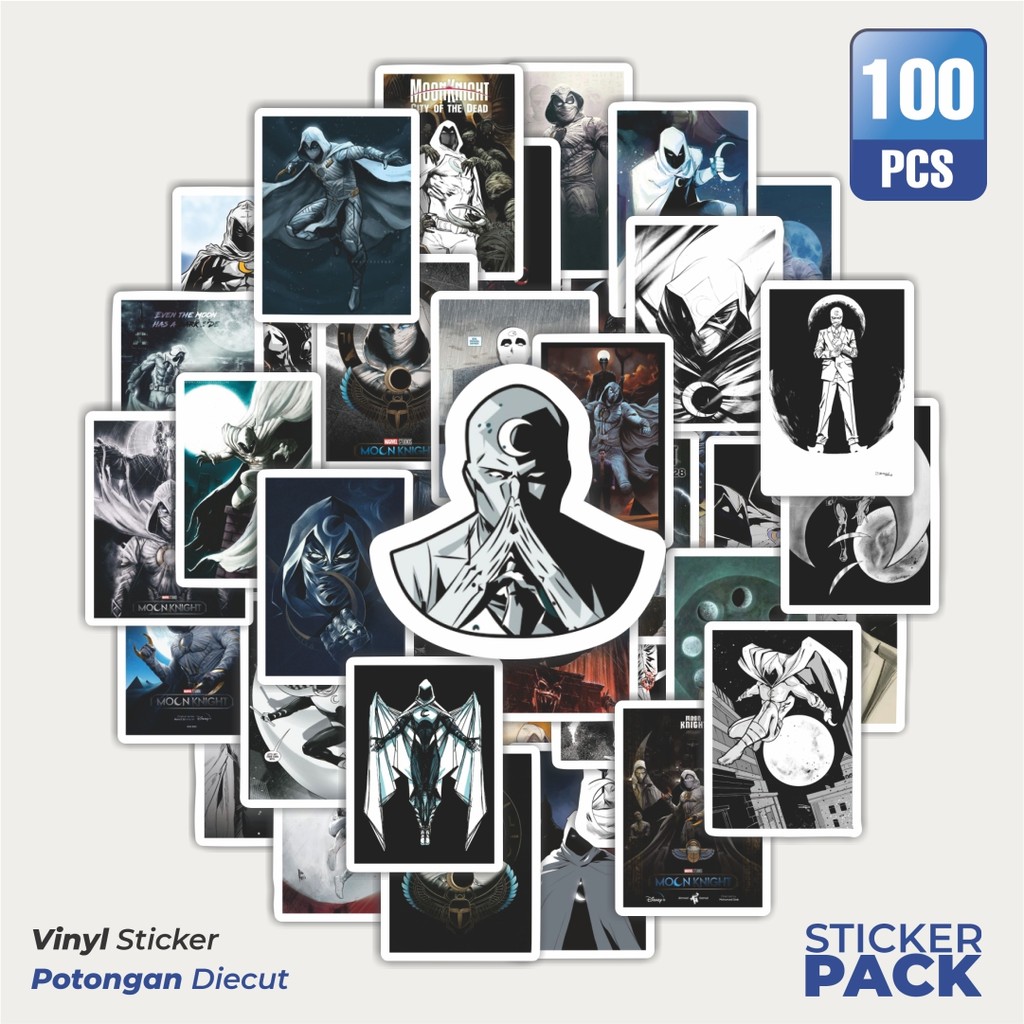 

Stiker Vinyl Stiker Marvel Moon Knight Waterproof Aesthetic- Untuk Laptop, Motor, dan Helm - Paper Stationery Pack