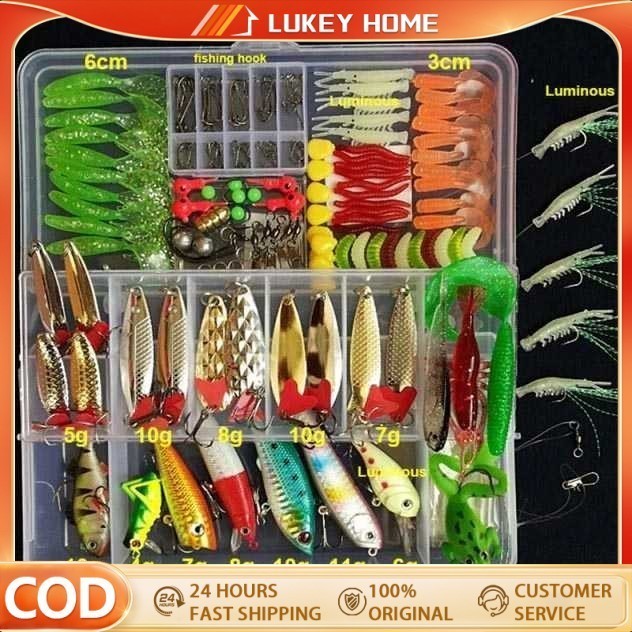 75pcs Set Umpan Pancing Fishing Tackle Box Soft Plastic Lure Umpan Campur Set Aksesoris Umpan Pancin