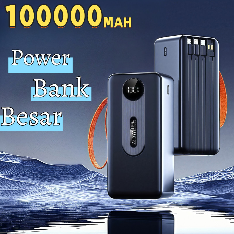

Power bank 100000mah powerbank besar untuk listrik rumah power bank camping powerbank Dilengkapi Dengan Empat Kabel