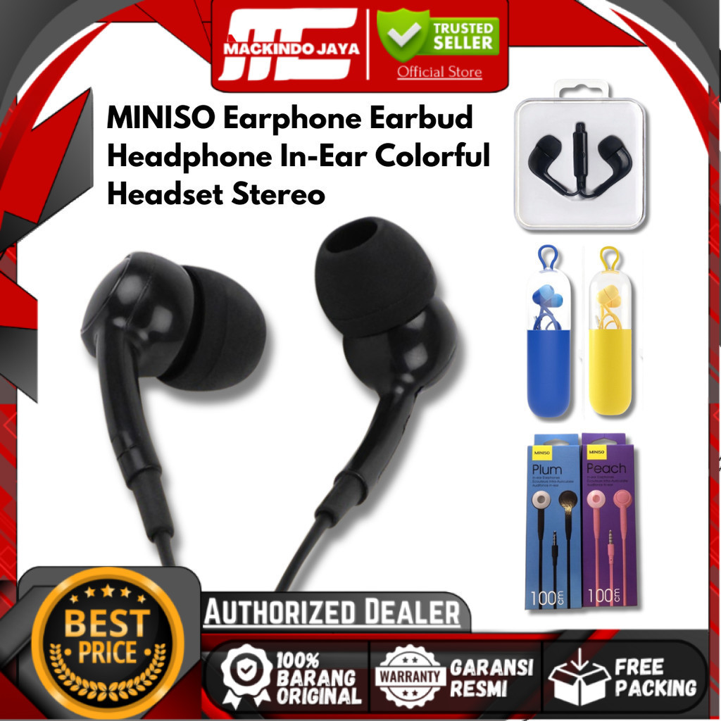 MINISO Earphone Earbud Headphone In-Ear Colorful Musik Headset Stereo - Seri kapsul, Buah , Ecouters
