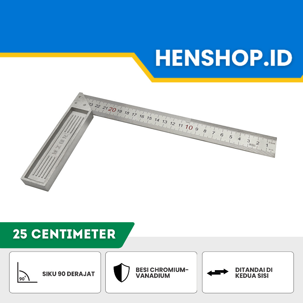 

Feibao Penggaris Siku L 25cm / Steel Angle Ruler / Penggaris Siku Tukang / 25cm / Tools / Alat Perkakas / F42-0074B