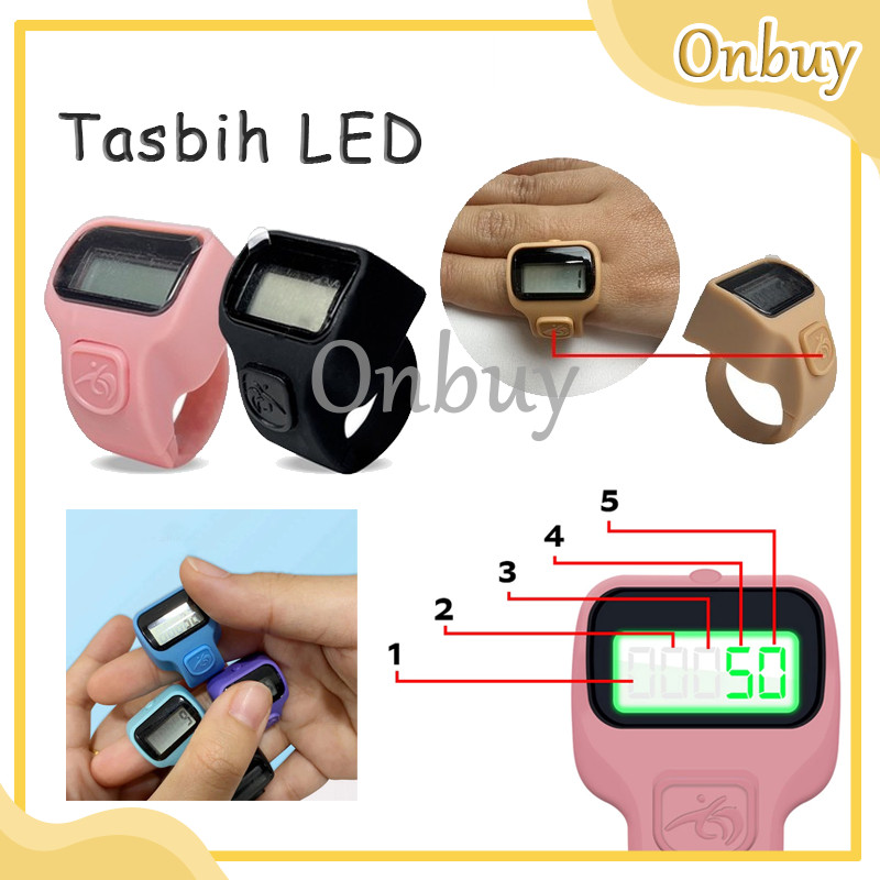 Perlengkapan Sholat Cincin Tasbih Digital Kecil / Penghitung Dzikir Digital Led Cantik