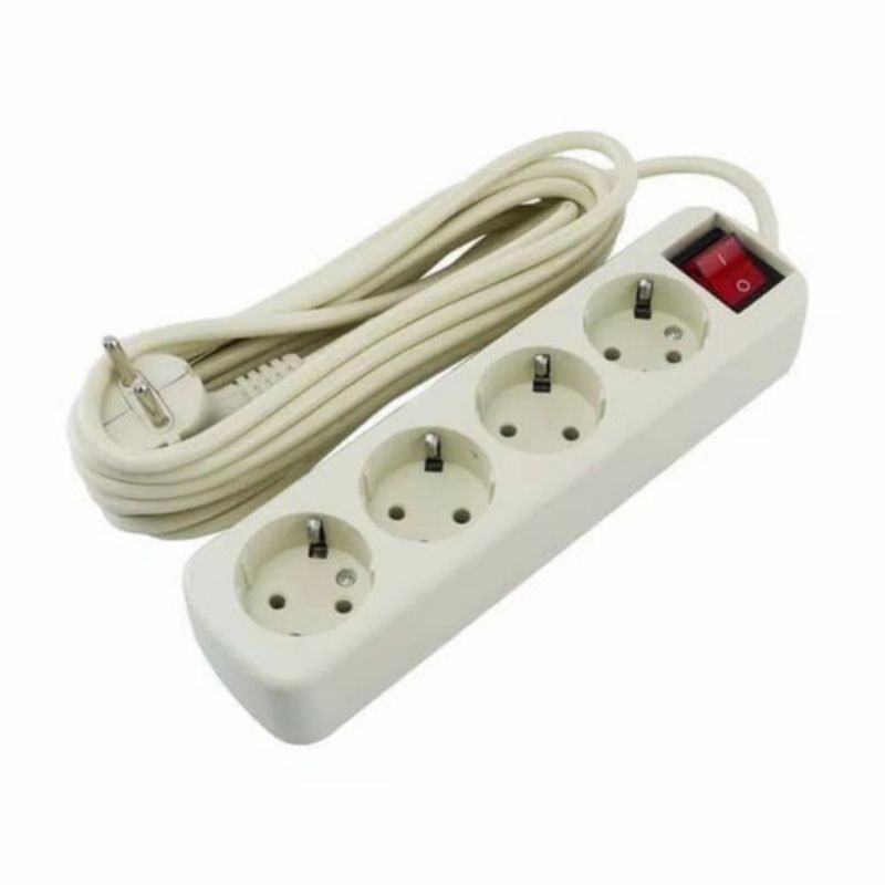 Stok kontak 4 lubang panjang kabel 5 meter colokan panjang 5 meter 4 lubang