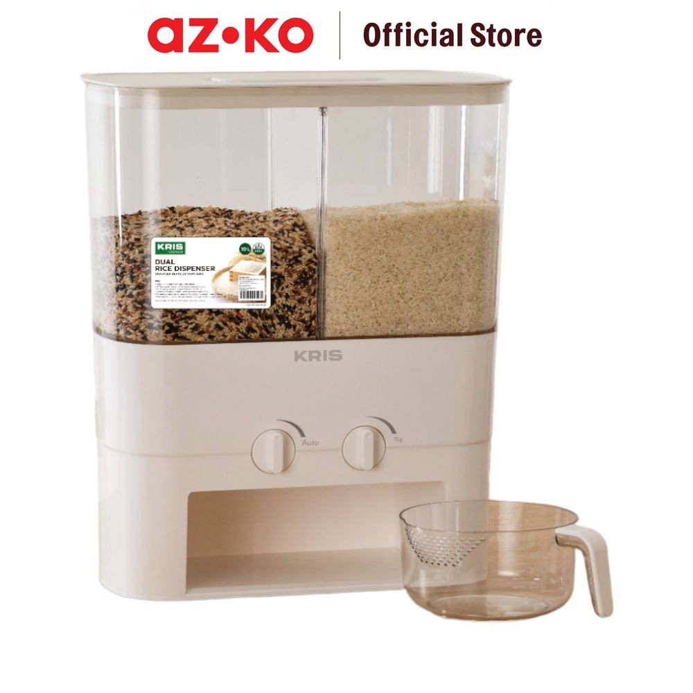 AZKO Kris 10 kg Tempat Beras - Putih Rice Container Food Grade Kotak Beras Wadah Penyimpanan Beras P