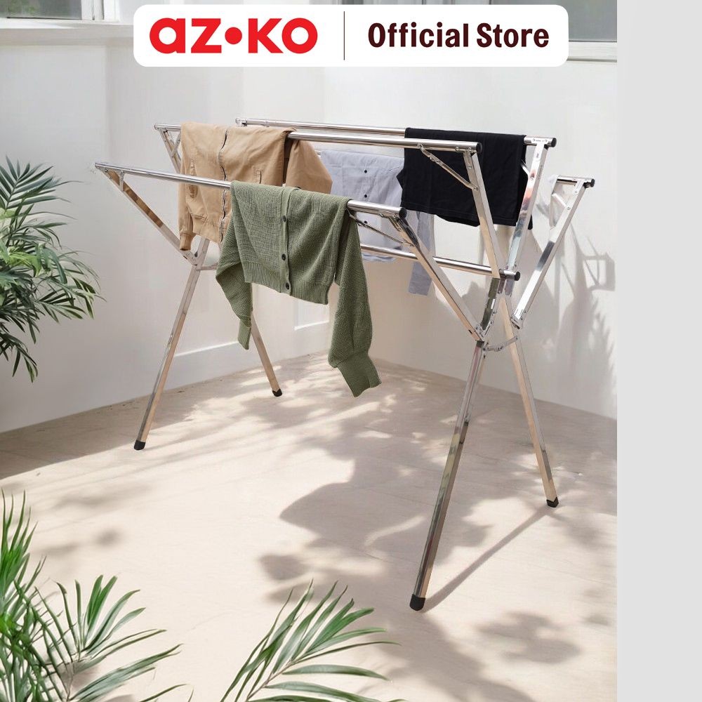 AZKO Stora Jemuran Baju Lipat Expandable 5 Pole Tempat Jemur Baju Drying Rack Gantungan Laundry Perl