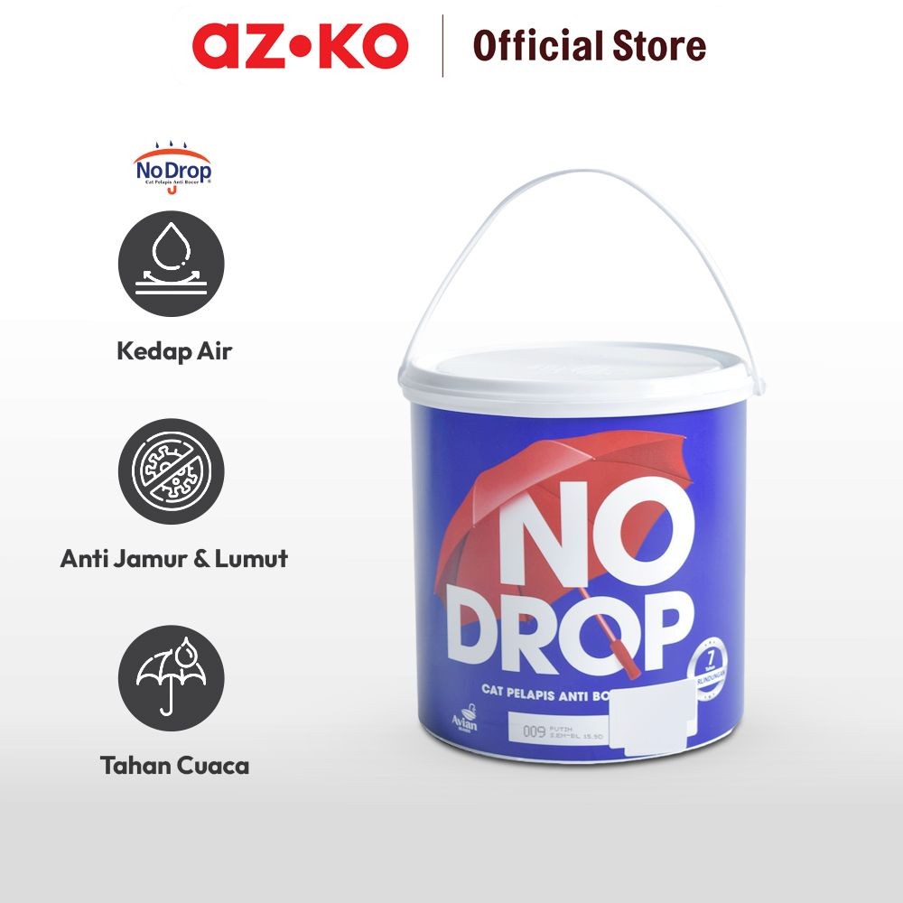 AZKO No Drop 4 Kg Cat Dinding Waterproof - Putih Waterproof Wall Paint Cat Dinding Tahan Air