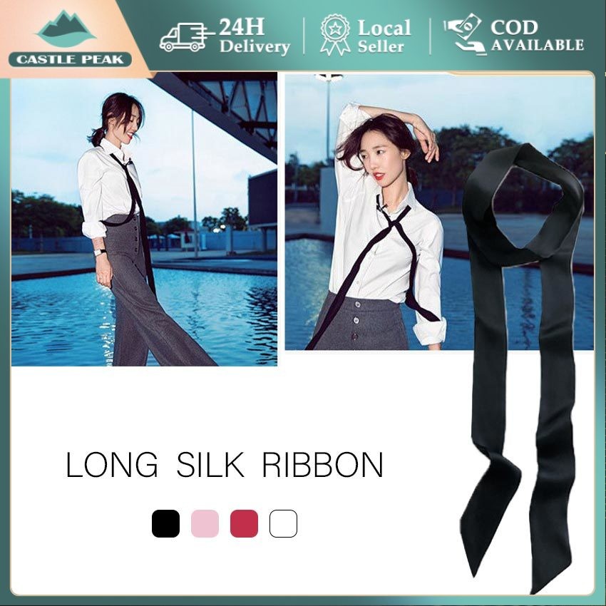 Simple Solid Color Long/Syal Neck Scarf Syal Selendang Panjang Wanita Polos Twilly Shawl Bag Tas Aks