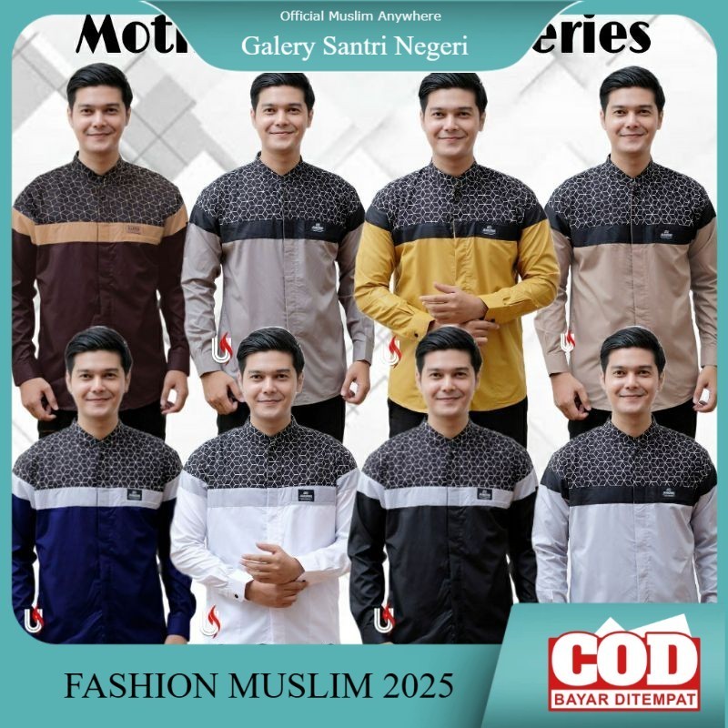 Baju Koko Muslim Pria Lengan Panjang Kombinasi Batik Motif Senopati Atasan Muslim Pria Terbaru Kemej