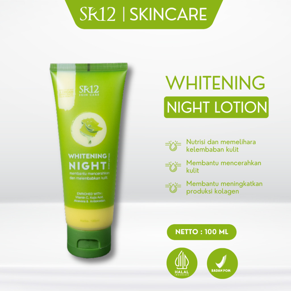 Handbody Whitening Night Lotion SR12 Pencerah Kulit Lotion Pemutih Badan Body Whitening Super Aman B