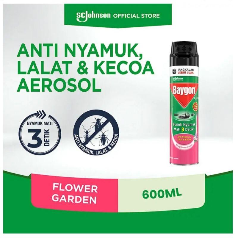 Baygon Flower Garden 600ml Spray Anti Nyamuk Lalat Kecoa Semprot Aerosol Wangi